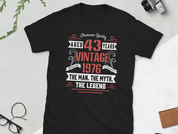 Birthday tshirt design – age month and birth year -1976 43 years awesome Birthday tshirt design – age month and birth year -1976 43 years awesome