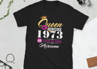 Birthday Tshirt Design – Age Month and Birth Year – 1973 46 Years Awesome