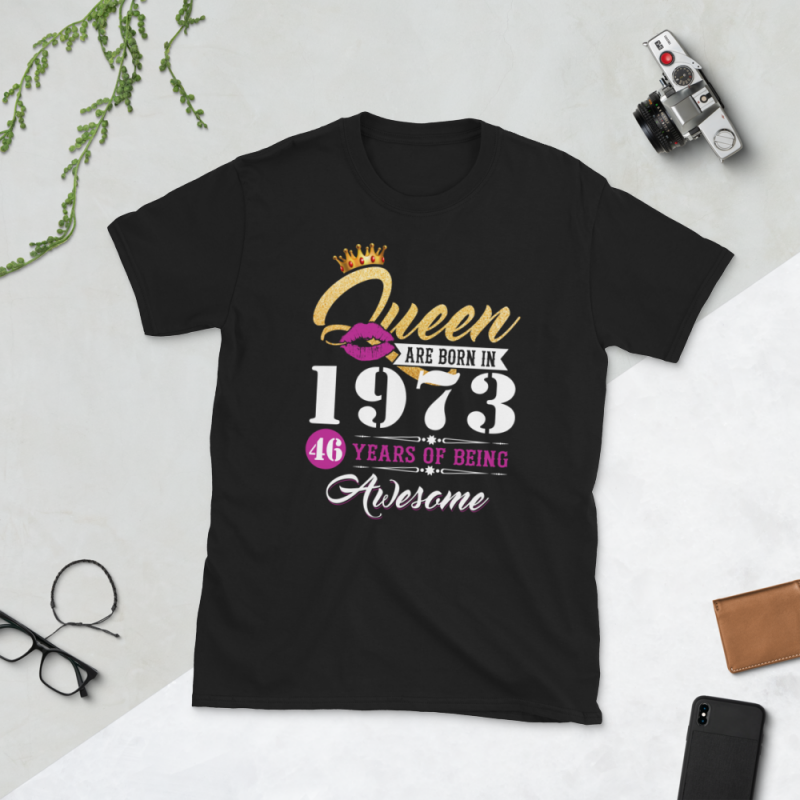 Birthday Tshirt Design – Age Month and Birth Year – 1973 46 Years Awesome tshirt-factory.com