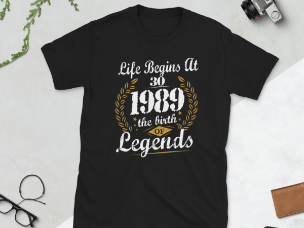 Birthday tshirt design – age month and birth year – 1989 30 years