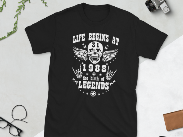Birthday tshirt design – age month and birth year – 1988 31 years awesome