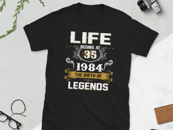 Birthday tshirt design – age month and birth year – 1984 35 years awesome