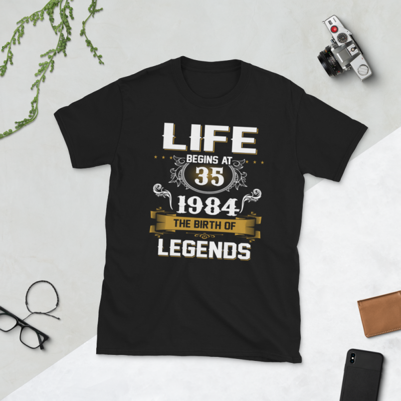 Birthday Tshirt Design – Age Month and Birth Year – 1984 35 Years Awesome t shirt designs for merch teespring and printful