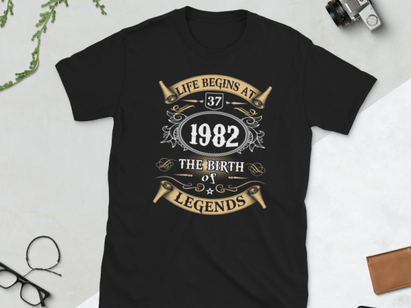 Birthday tshirt design – age month and birth year – 1982 37 years