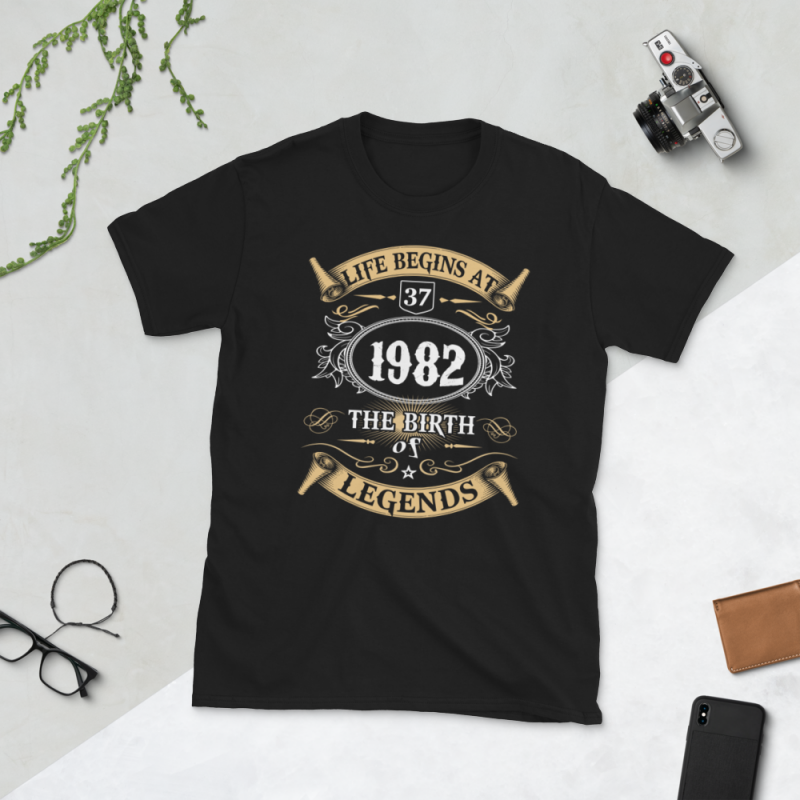 Birthday Tshirt Design – Age Month and Birth Year – 1982 37 Years t shirt designs for merch teespring and printful