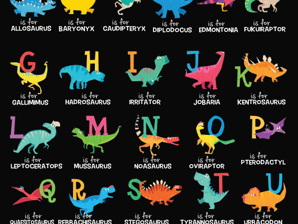 Back to school png file – dinosaur alphabet t shirt design for download
