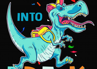 Back to School png file – Dinosaur roaring into pre K buy t shirt design artwork