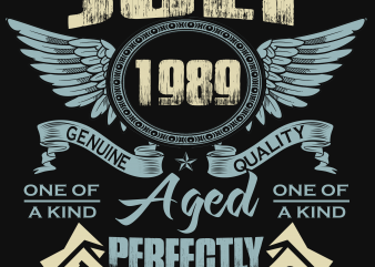 Birthday Tshirt Design – Age Month and Birth Year – July 1989 30 Years