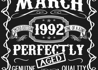 Birthday Tshirt Design – Age Month and Birth Year – March 1992 27 Years
