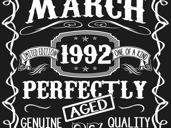 Birthday tshirt design – age month and birth year – march 1992 27 years