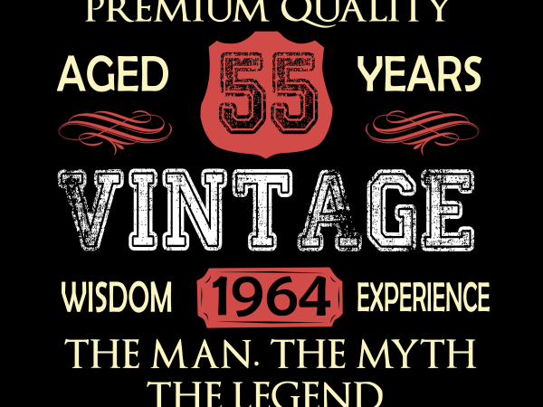 Birthday tshirt design – age month and birth year – 1964 55 years awesome