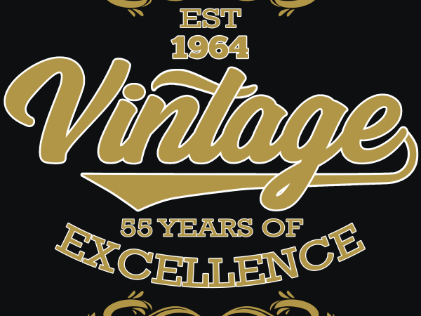 Birthday tshirt design – age month and birth year – 1964 55 years
