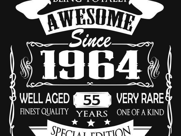 Birthday tshirt design – age month and birth year – 1964 55 years Birthday tshirt design – age month and birth year – 1964 55 years