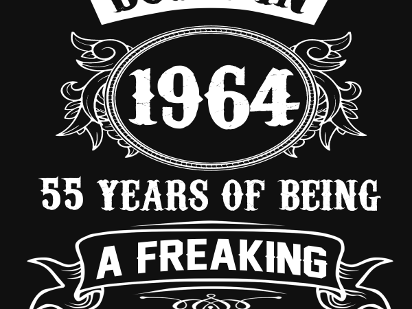 Birthday tshirt design – age month and birth year – 1964 55 years