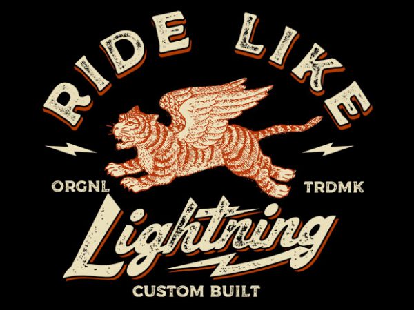 ride like lightning graphic t-shirt design