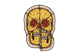 Pizza Skull t shirt design for download