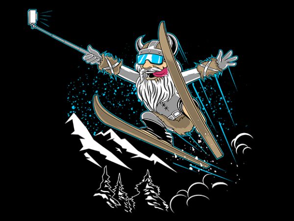Ski selfie vector t-shirt design