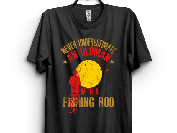 Oldman with a fishing rod t shirt design for download Oldman with a fishing rod t shirt design for download