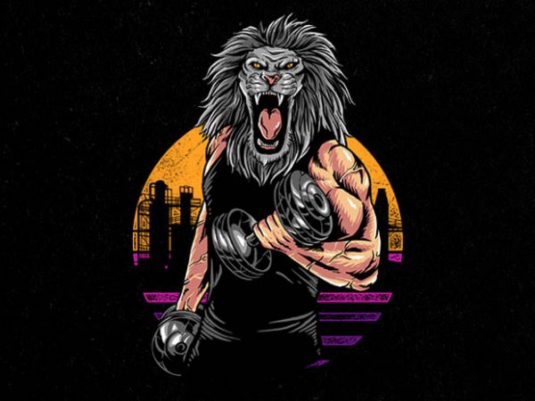 Lion gym graphic t-shirt design