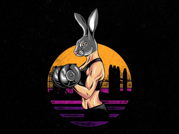 Rabbit gym graphic t-shirt design