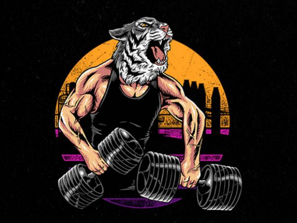 Tiger gym graphic t-shirt design