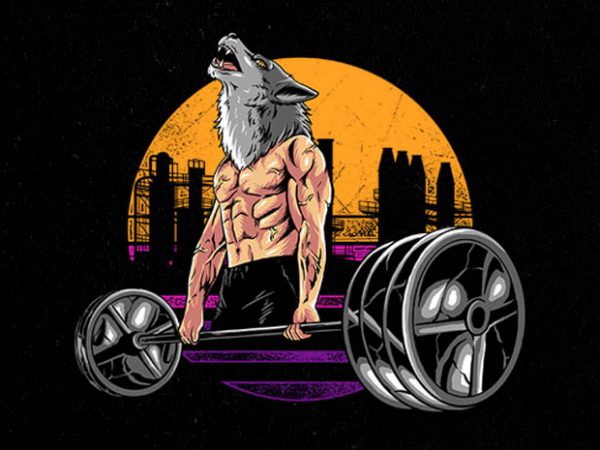 Wolf gym graphic t-shirt design