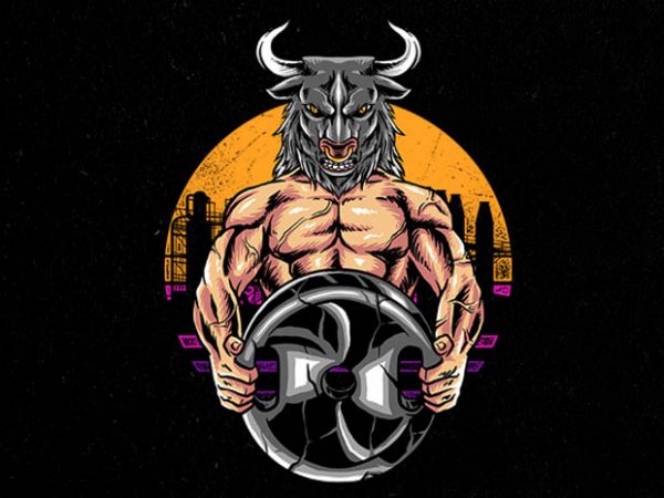 Bulls gym graphic t-shirt design