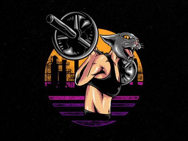 Cat gym graphic t-shirt design