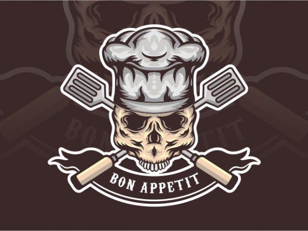 Bon appetit skull vector t-shirt design template