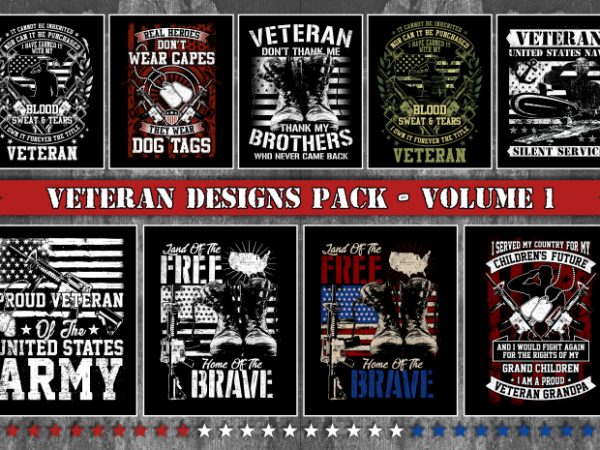 Bundle t-shirt designs veteran theme – volume 1