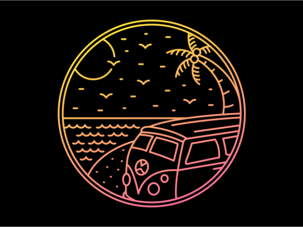 Combi beach trip design for t shirt