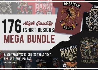 176 Graphic Tshirt Designs Mega Bundle