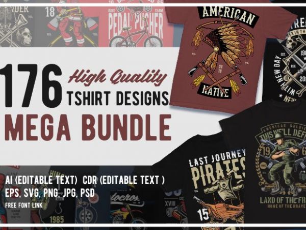 176 Graphic Tshirt Designs Mega Bundle