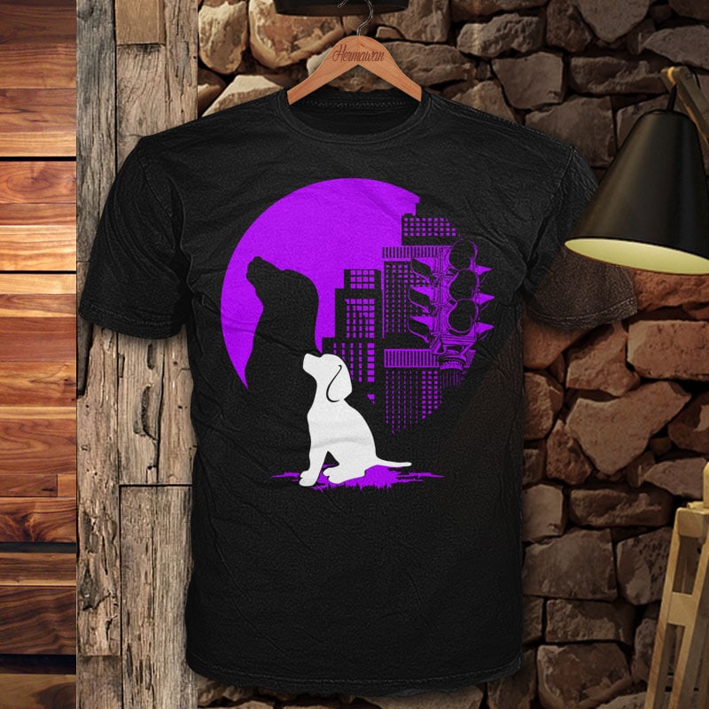 Dog in City commercial use t shirt designs