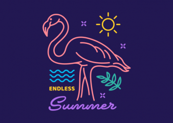 Flamingo Endless Summer vector t-shirt design for commercial use