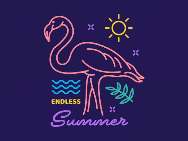 Flamingo endless summer vector t-shirt design for commercial use
