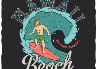 Hawaii beach vector t-shirt design