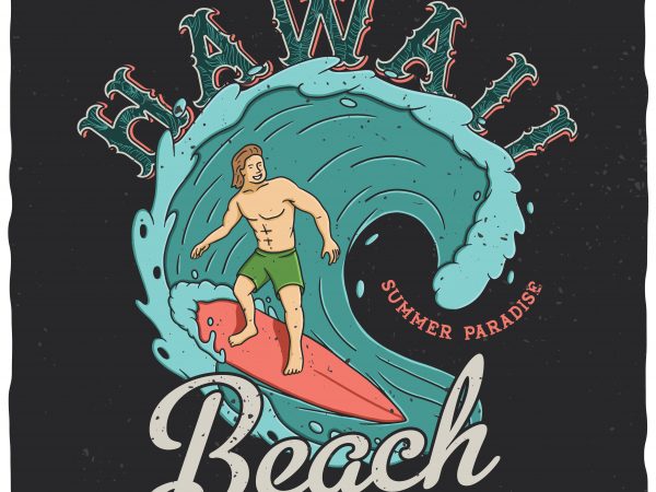 Hawaii beach vector t-shirt design