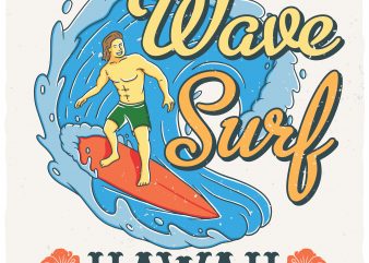 Wave surf vector t-shirt design