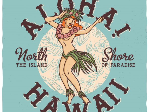 Alloha hawaii, north shore vector t-shirt design