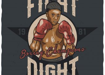 Fight night. Vector t-shirt design.