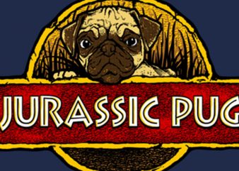 Jurassic Pug vector t-shirt design for commercial use