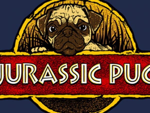 Jurassic pug vector t-shirt design for commercial use