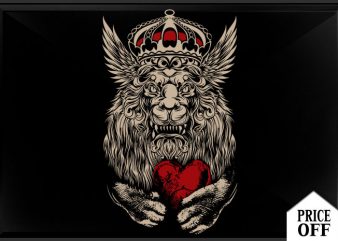 Lion heart t shirt design for sale