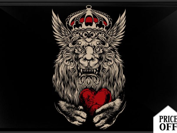 Lion heart t shirt design for sale