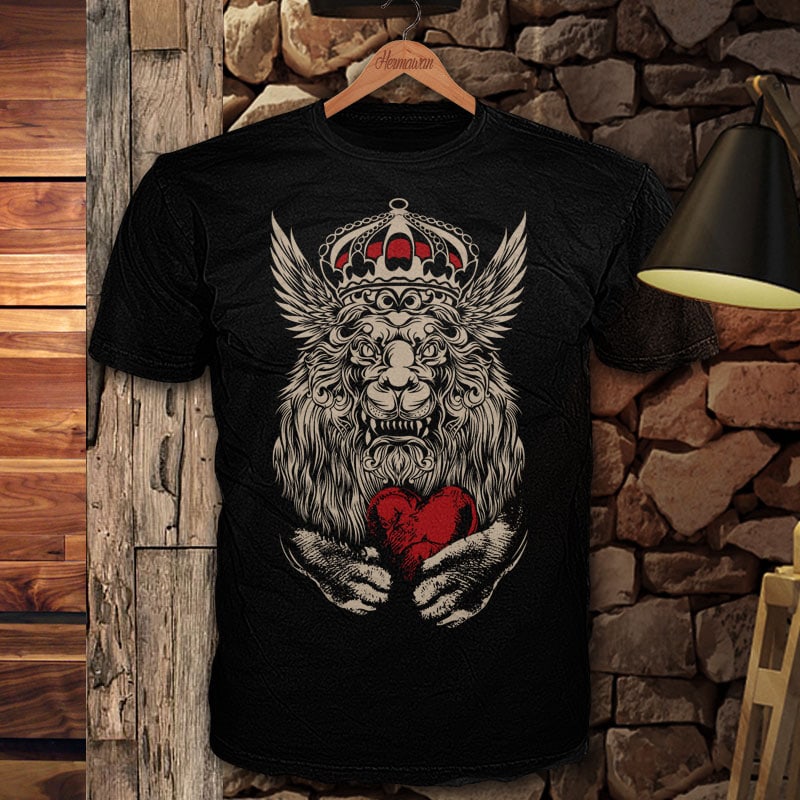 Lion heart tshirt designs for merch by amazon