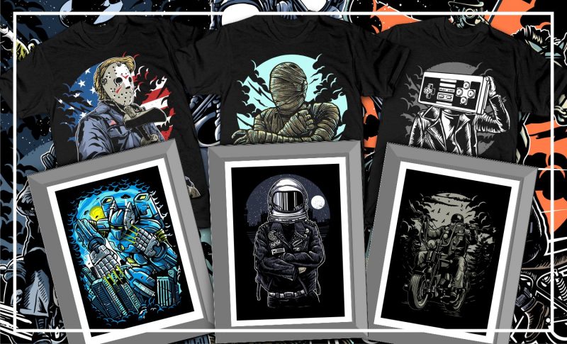 t-shirt vector 100 Tshirt Designs Big Bundle