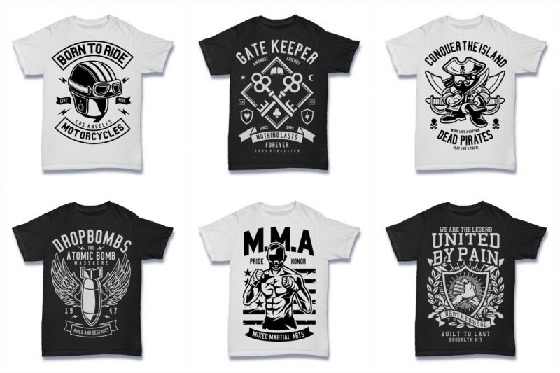 100 Tshirt Design Bundle Black and White Concept #1 - Buy t-shirt designs