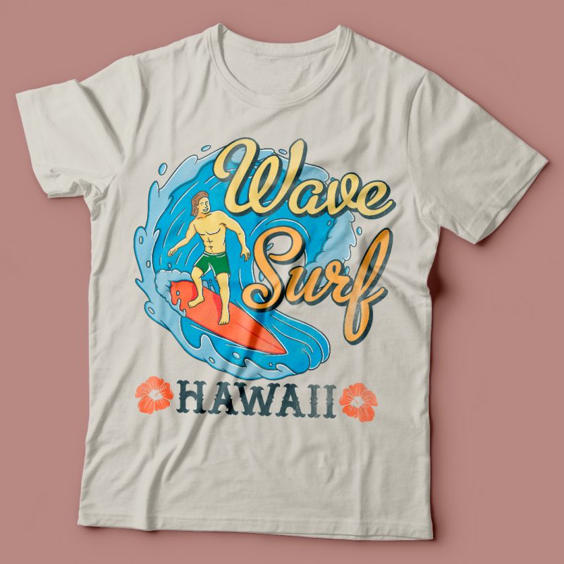 Wave surf vector t-shirt design tshirt design for sale