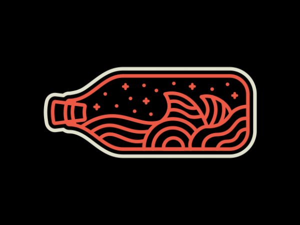 Ocean and bottle vector shirt design